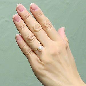 パール リング 普段使い k18 18k 18金 イエローゴールド 真珠指輪