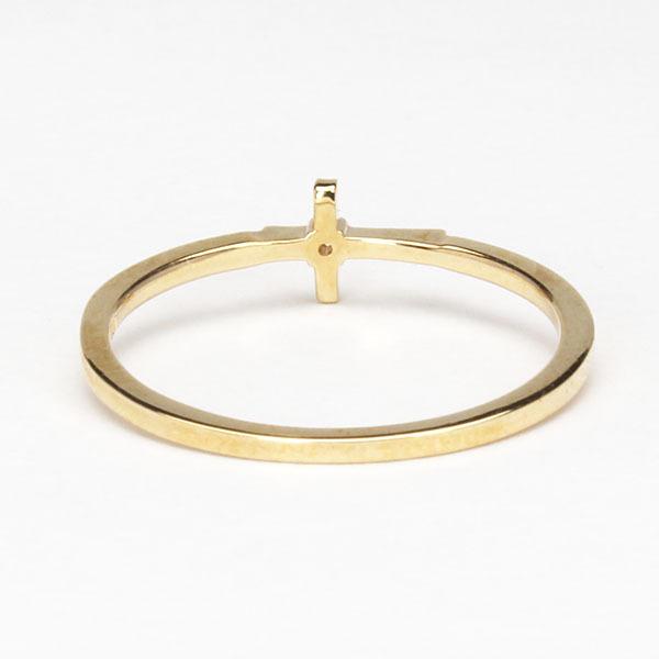 イエローゴールド 指輪 ピンキーリング ダイヤモンド クロスリング