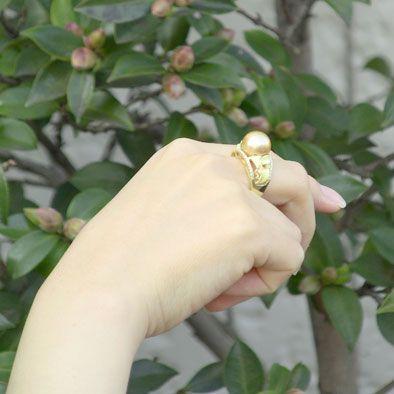 真珠 リング 指輪 南洋白蝶真珠 ゴールド系 11mm 18金 k18 ゴールド