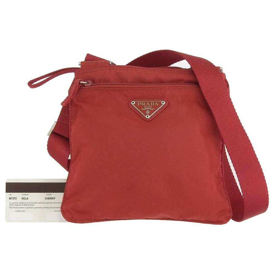 PRADA（プラダ） ショルダーバッグ ナイロン 赤 チェリー B7372 軽い