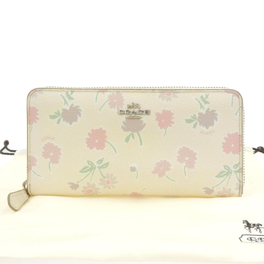COACH（コーチ） 花柄 フラワー ラウンドファスナー長財布 PVC