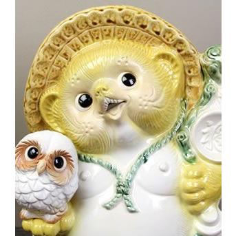 信楽焼 13号白ふくろう持ち黄狸 たぬき タヌキ 開運 縁起物 可愛い