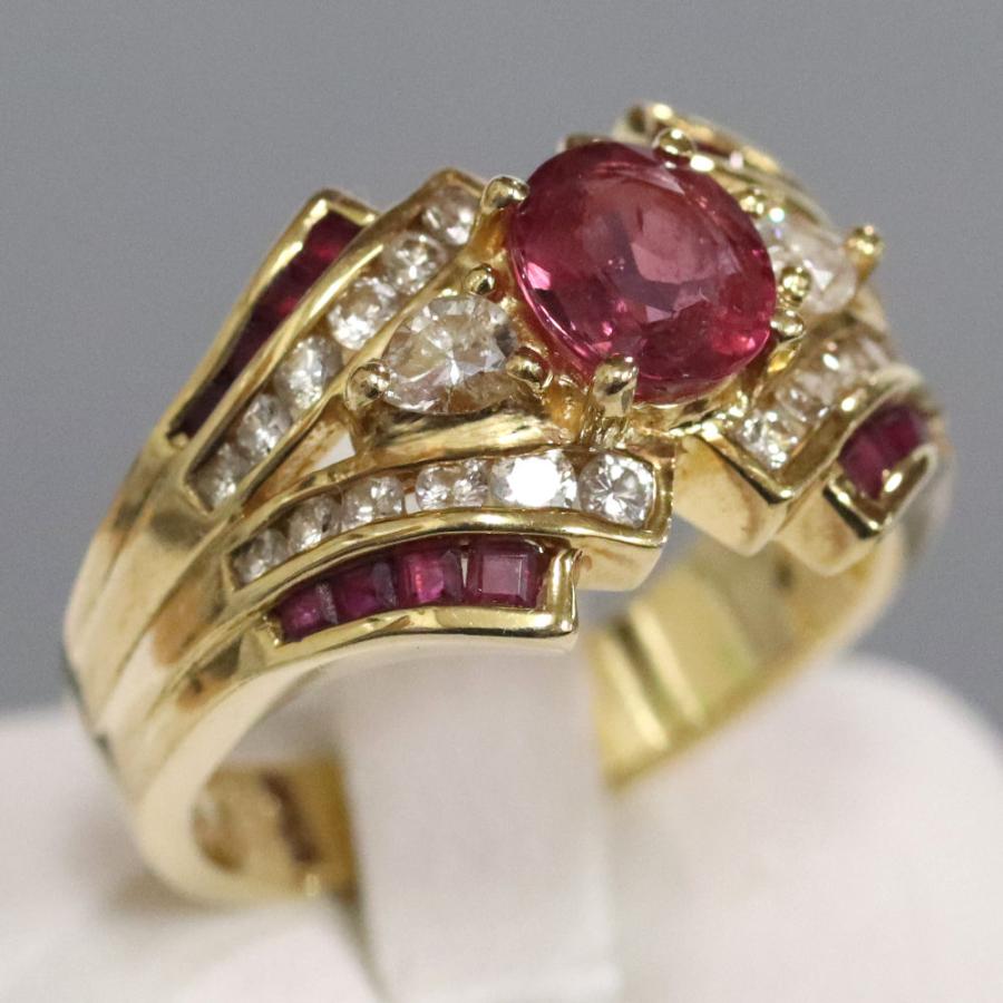 K18ルビーダイヤモンドリング R1.03 D0.65 8.0g #14 イエローゴールド
