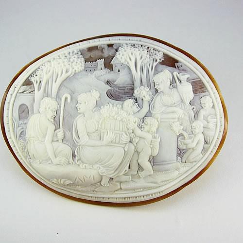 特大 シェルカメオ 手彫り 60×79mm ジュエリールース df451