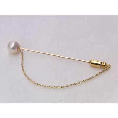 ブローチ あこや本真珠 ピンブローチ ラペルピン パール 8-8.5mm k18