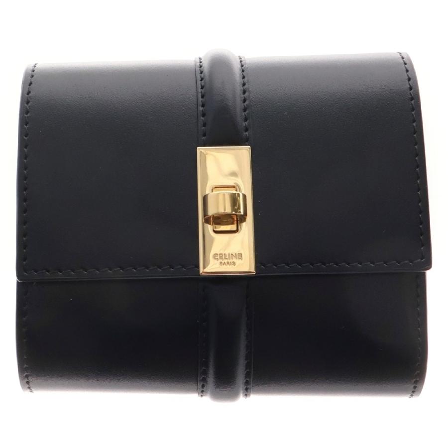 CELINE（セリーヌ） 16セーズ コンパクトウォレット ブラック レザー