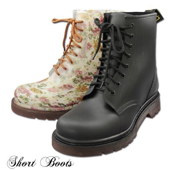 レースアップレインブーツ ドクターマーチンタイプ : ショッパーズLA