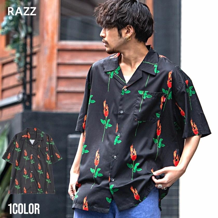 RAZZIS オープンカラーシャツ メンズ 半袖 カジュアルシャツ ブランド