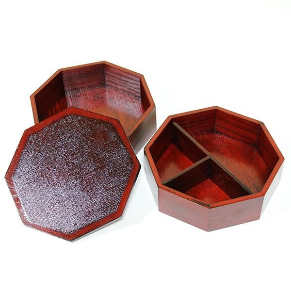 2段 重箱 木製 漆塗り 根来 八角 8角 和食器 天然木 漆器 小さい ミニ