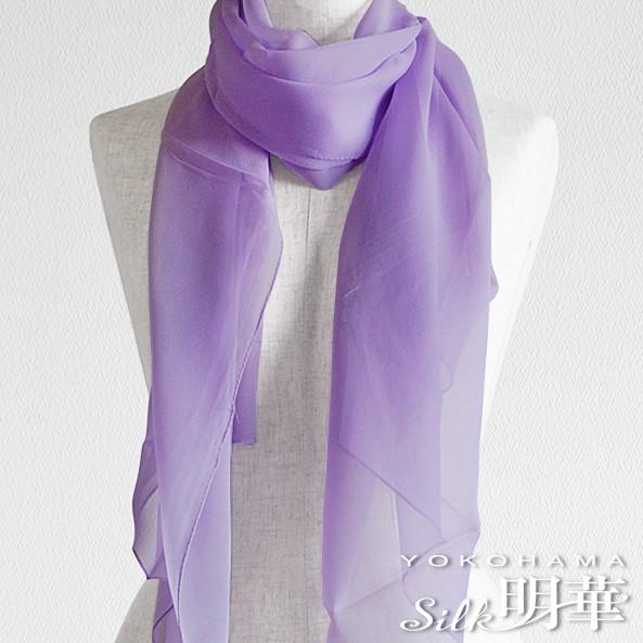 単色 シルク100% ストール シルクスカーフ パープル-9203 : シルク明華