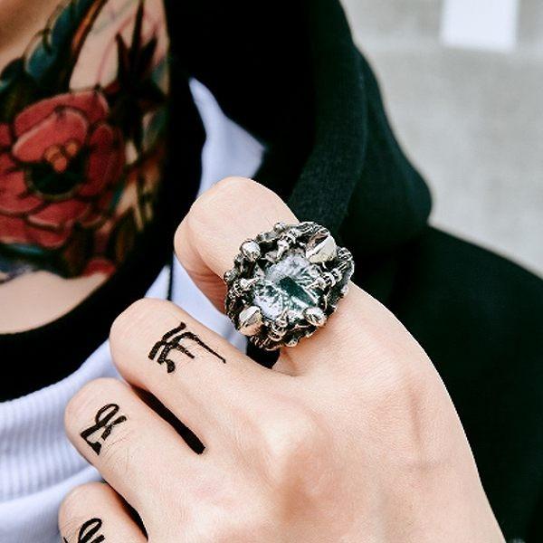 ドラゴン リング メンズ ステンレス レッドアイ 龍の目 デビル 全3色