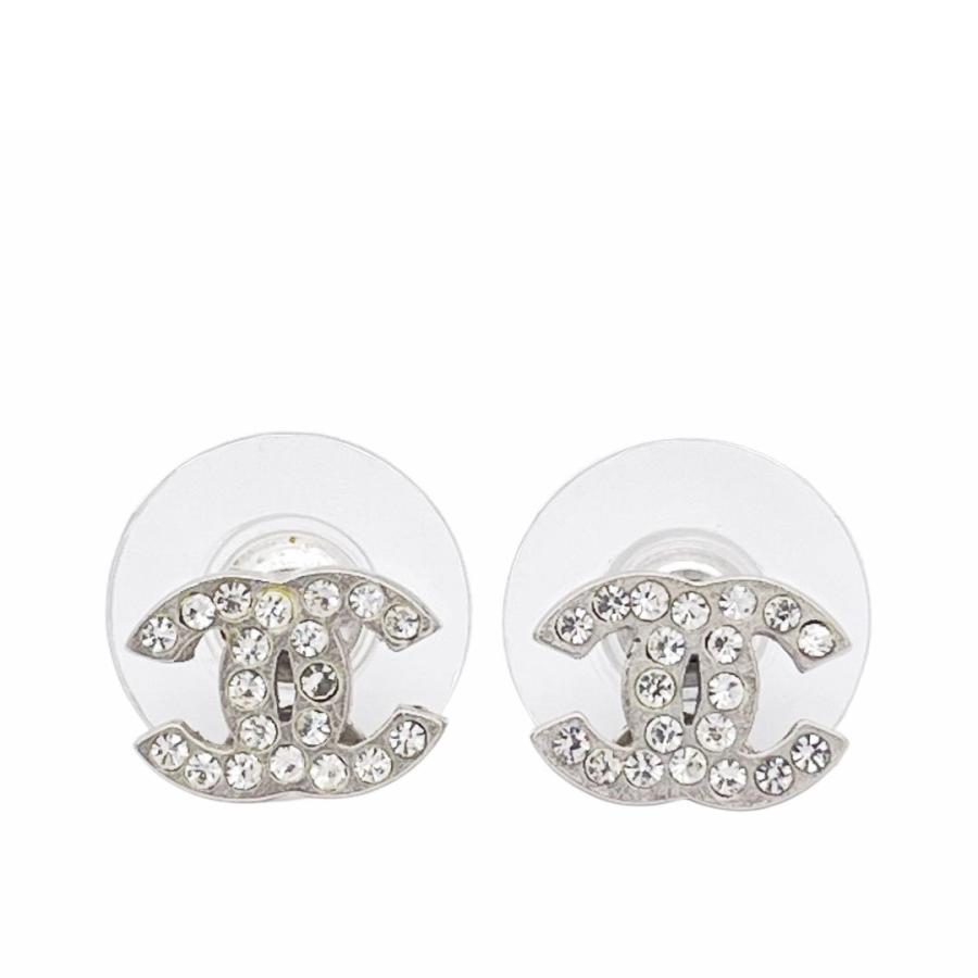 CHANEL（シャネル） ミニピアス ココマーク ラインストーン シルバー