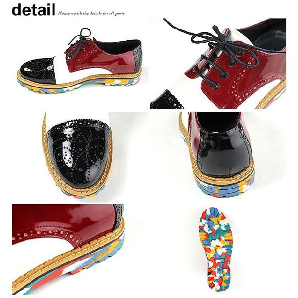 クレイジーカラーソール配色ストレートチップシューズ メンズ