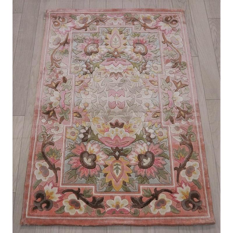 シルク製花柄緞通 61x91cm シルク製花柄緞通 61x91cm