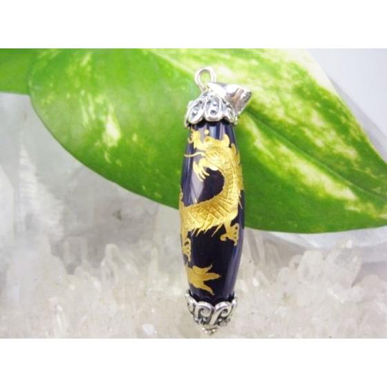チベット高級至純天珠 龍神天珠 紫縞メノウゴールド ペンダントトップ