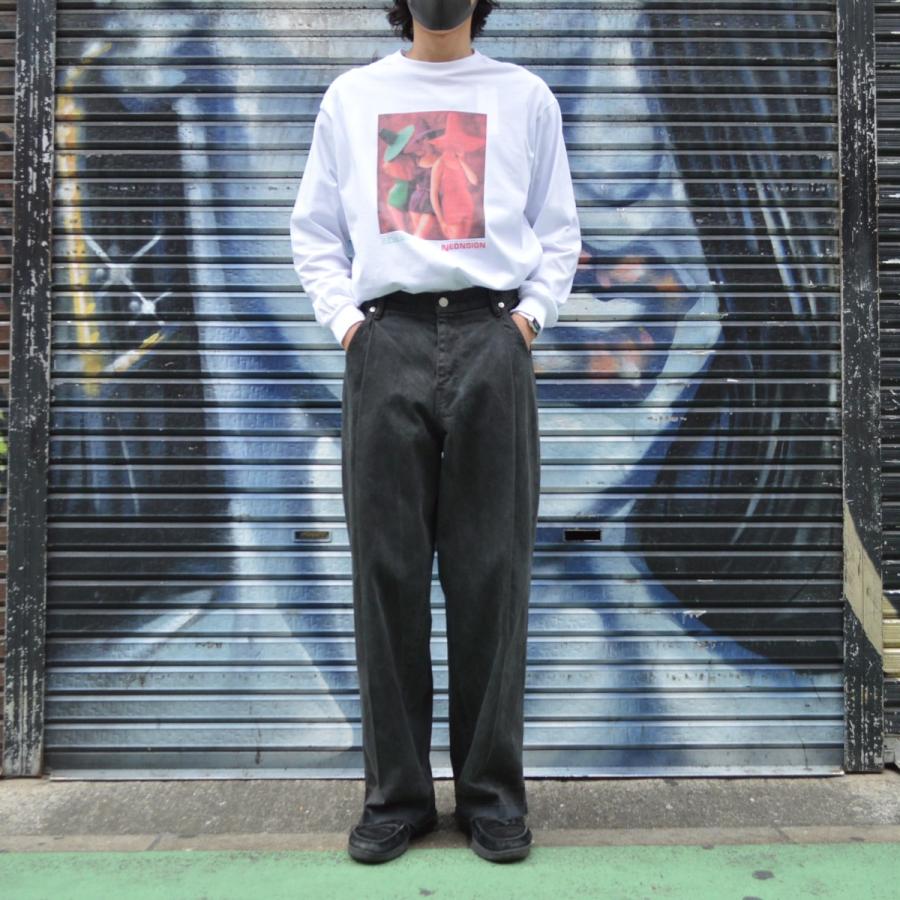 NEON SIGN（ネオンサイン） / W BLACK UNHEMMED WIDE DENIM SLACKS