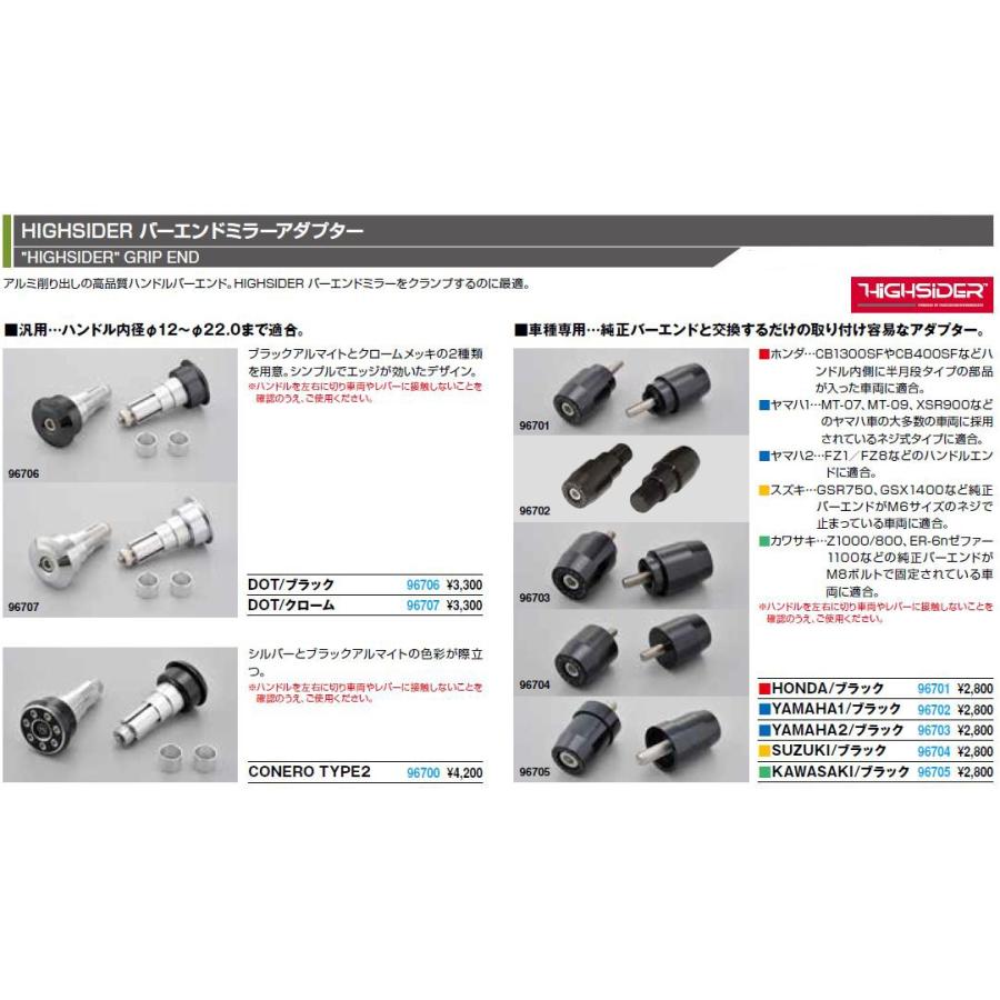 DAYTONA（デイトナ） 96702 HIGHSIDER バーエンドミラーアダプター