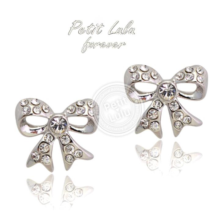Petit Lulu（プチルル） ピアス レディース スワロフスキー リボン k18