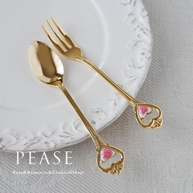 カトラリー2本セット スプーン フォーク ケーキ キューピッド ローズ