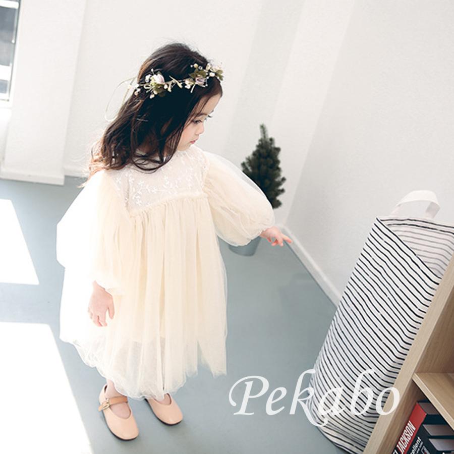 子供 ワンピース ベビー ドレス レース チュールスカート フワフワ
