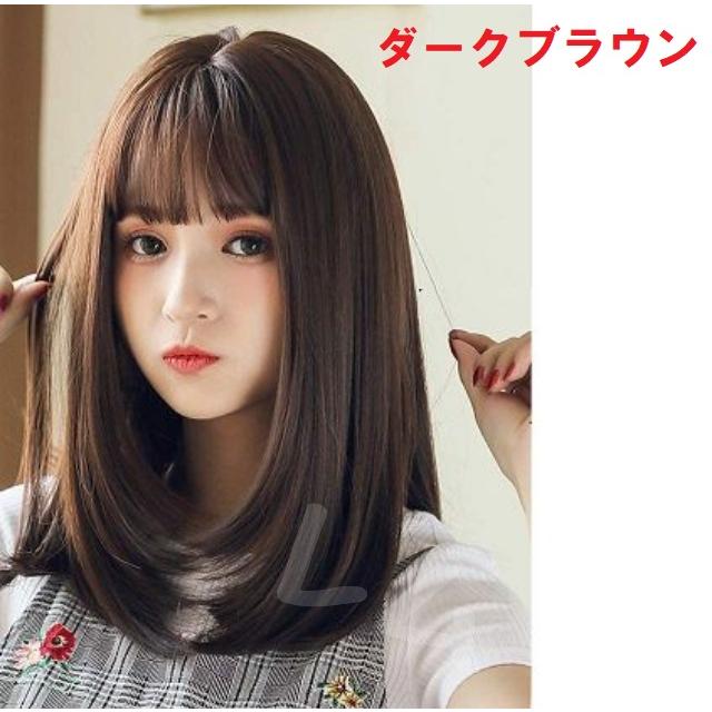セミロング ダークブラウン 人気 ウィッグ かつら ナチュラル No.822