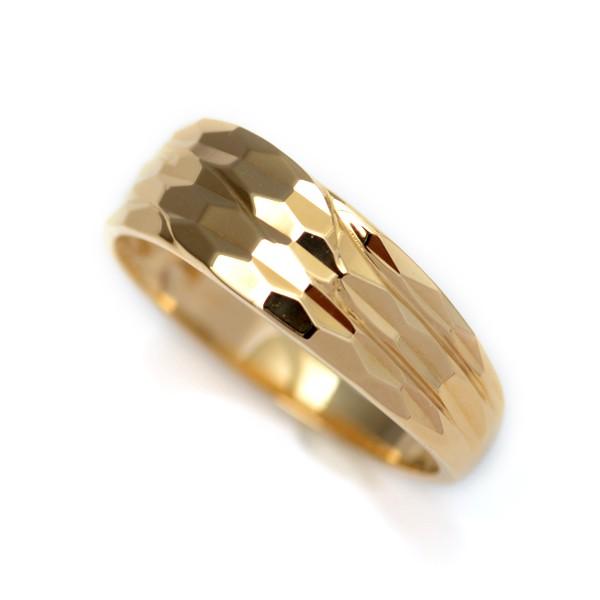 18金 リング k18 指輪 ゴールド 多面 カットリング ウェーブ ライン