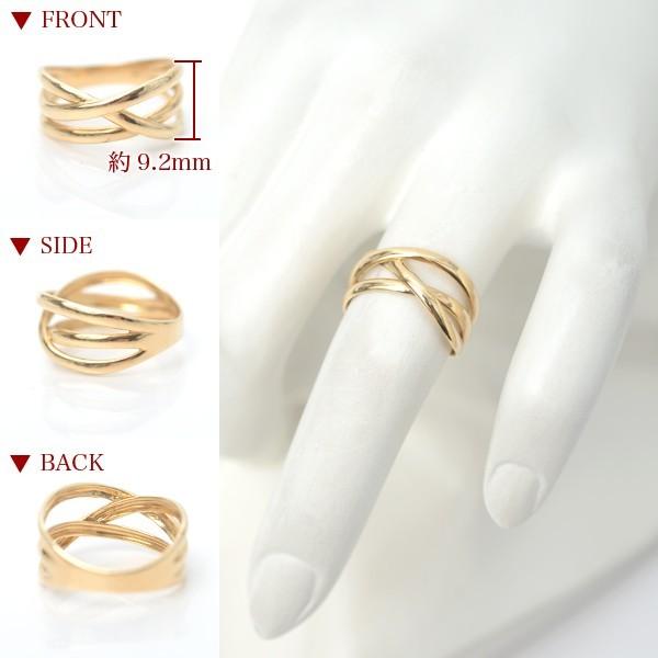 18金 リング k18 指輪 ゴールド 3連リング調 3本ウエーブ ライン