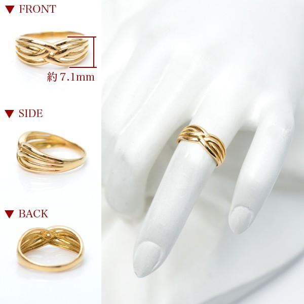 18金 リング k18 指輪 イエローゴールド シンプル 編み込み デザイン