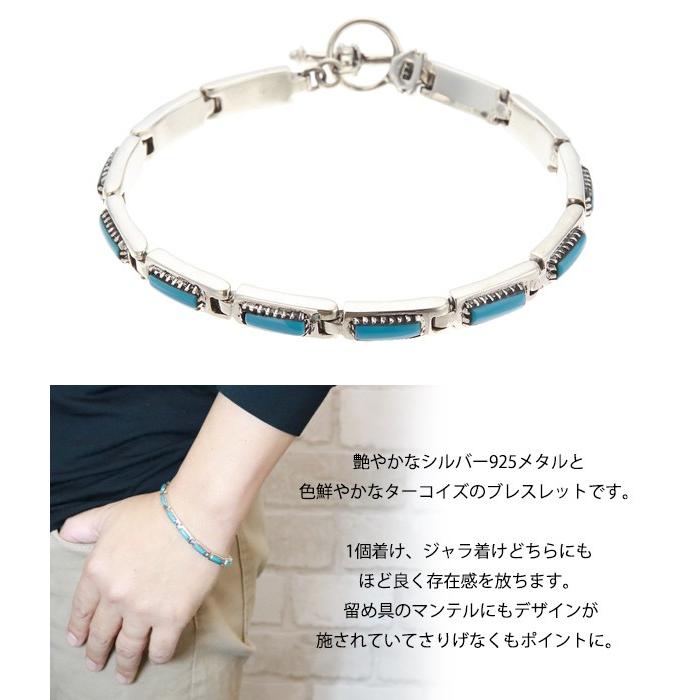 ブレスレット レディース メンズ スクエア ターコイズ シルバー925製