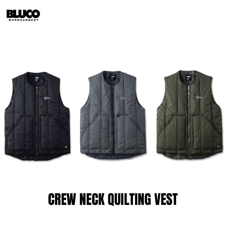 BLUCO（ブルコ） OL-35-008 CREW NECK QUILTING VEST 3色(BLK/GRY