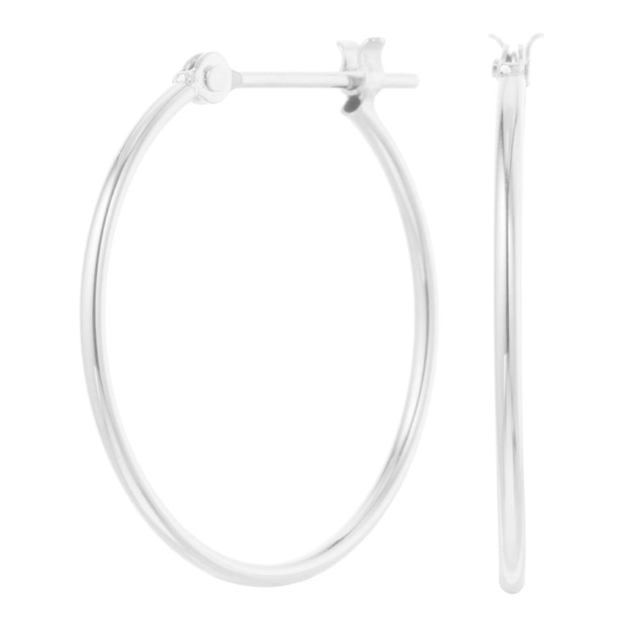 フープピアス K14WG 14金 ホワイトゴールド 華奢 ビッグフープ 大きめ