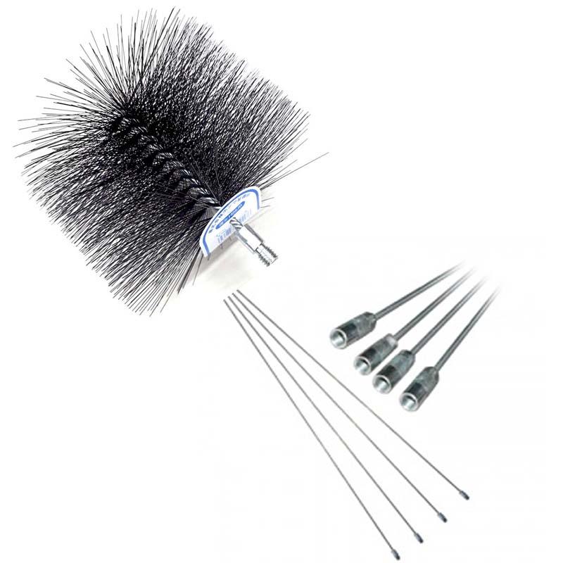 セット 120mm用 煙突掃除 用 ネジ付ワイヤーブラシ と 延長棒4本セット