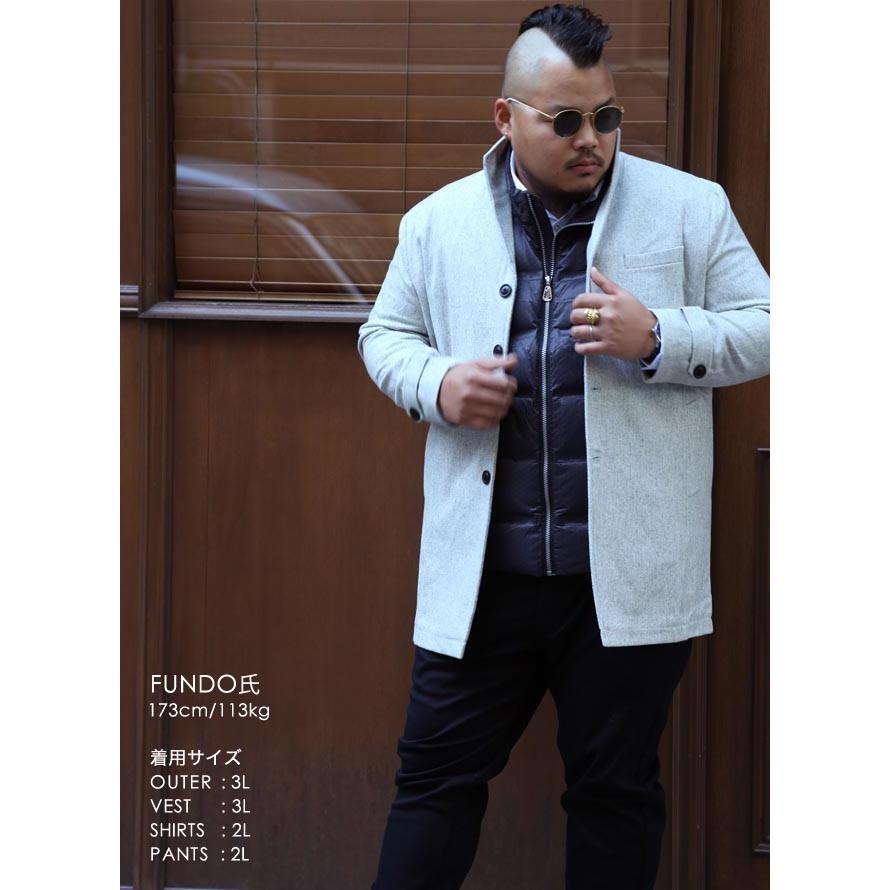 大きいサイズ チェスターコート メンズ ハーフコート ツイード ウール