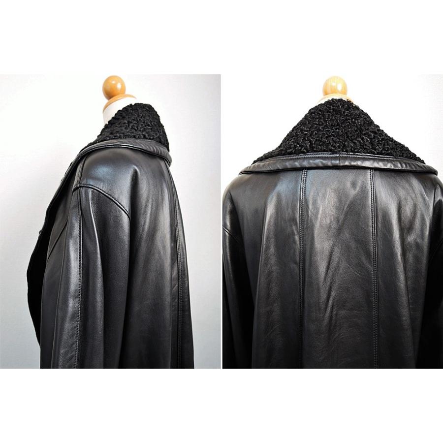 LA.NAVE ラムレーザ ブラック ロングコート 本革コート F UNISEX