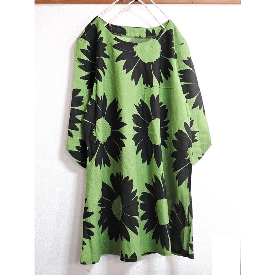 花柄 チュニック ワンピース ひまわり柄 大人ワンピース コットン