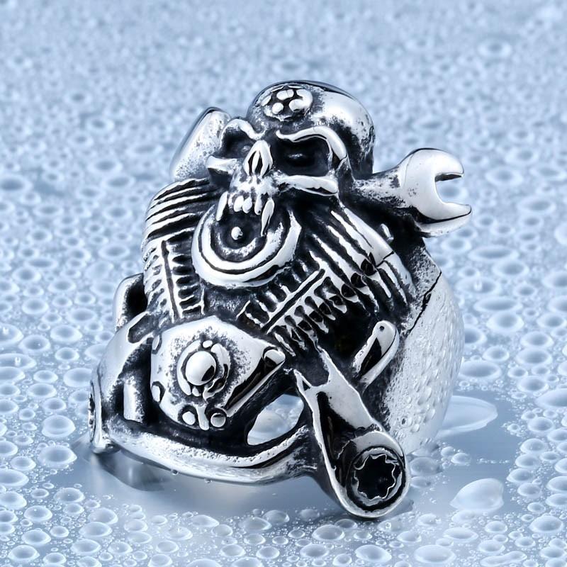 リング 指輪 メンズ ステンレス バイクスカルリング ドクロ 骸骨 骨