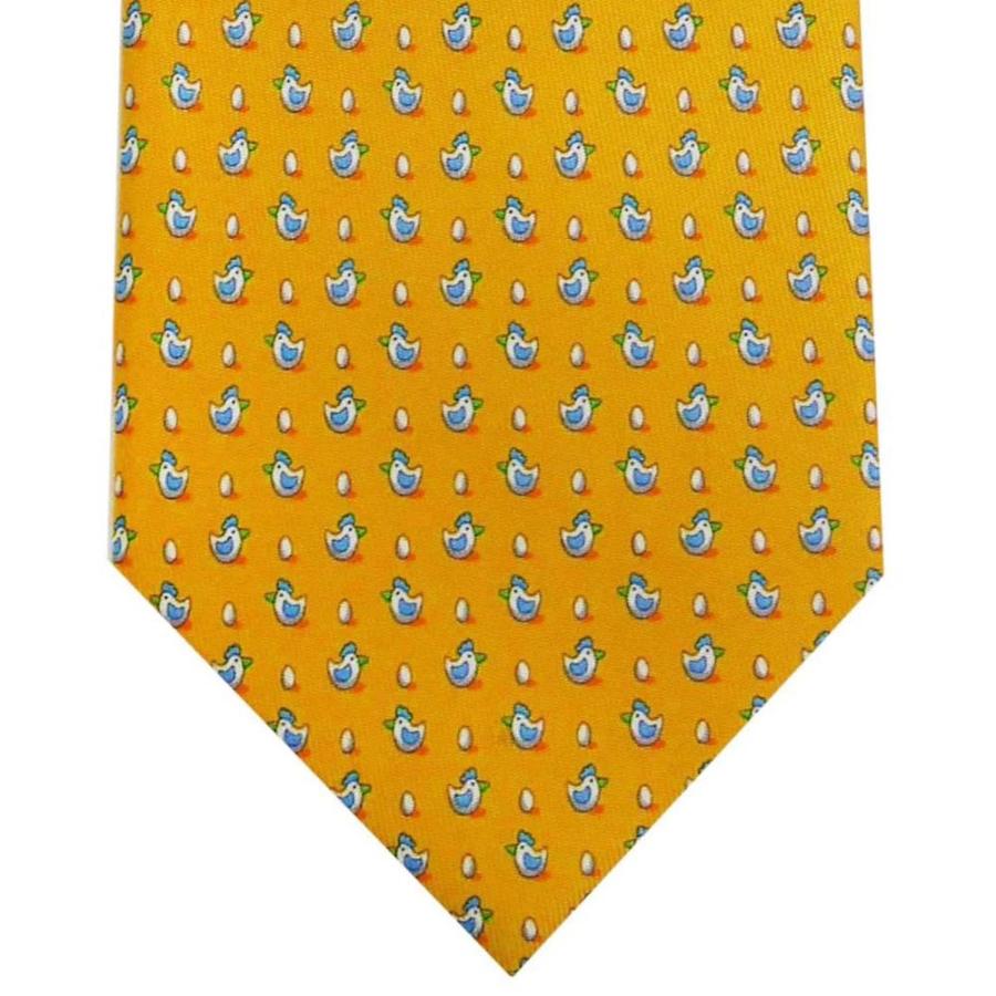 FERRAGAMO（フェラガモ） ネクタイ 702663 イエロー系 ニワトリ 鳥