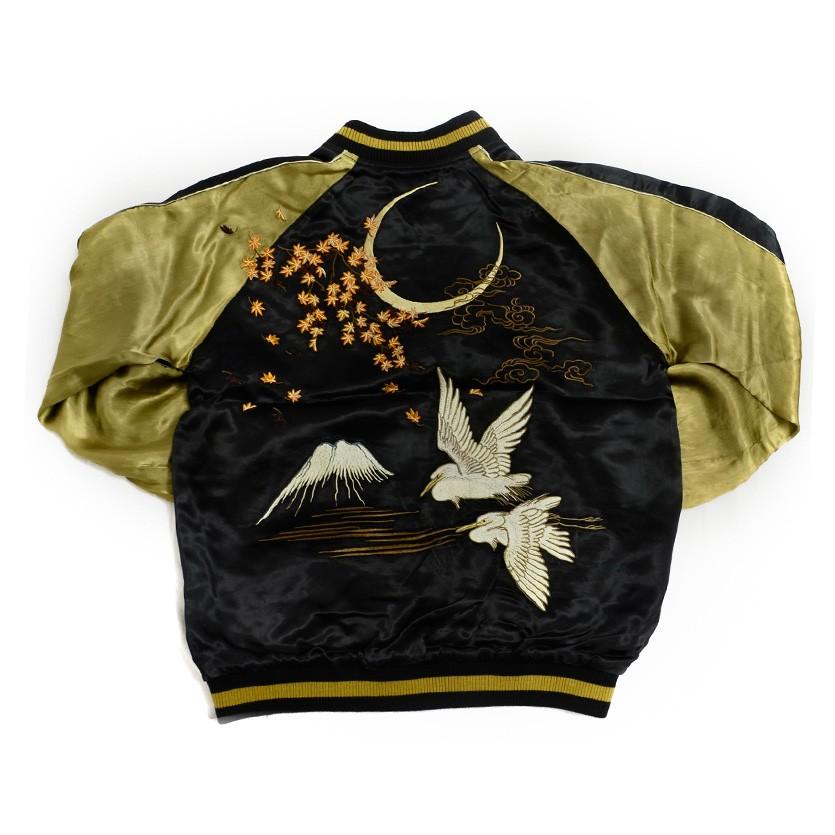 花旅楽団 和柄 スカジャン 紅葉 鷺 リバーシブル 刺繍 SCRIPT