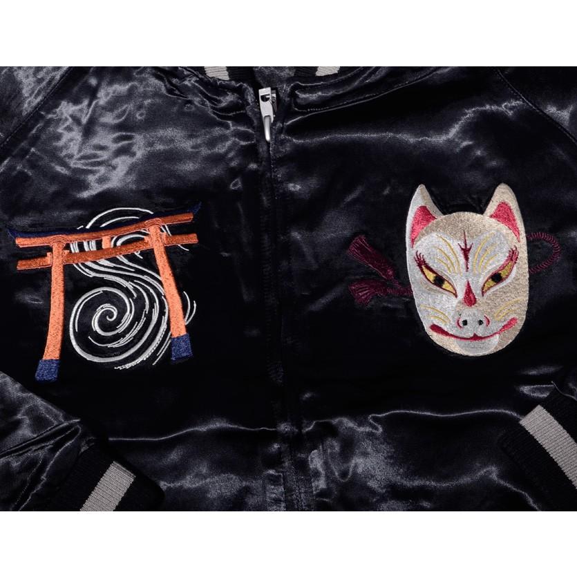 花旅楽団 スカジャン 狐面 キツネ フォックス 桜 お面 鳥居 和柄