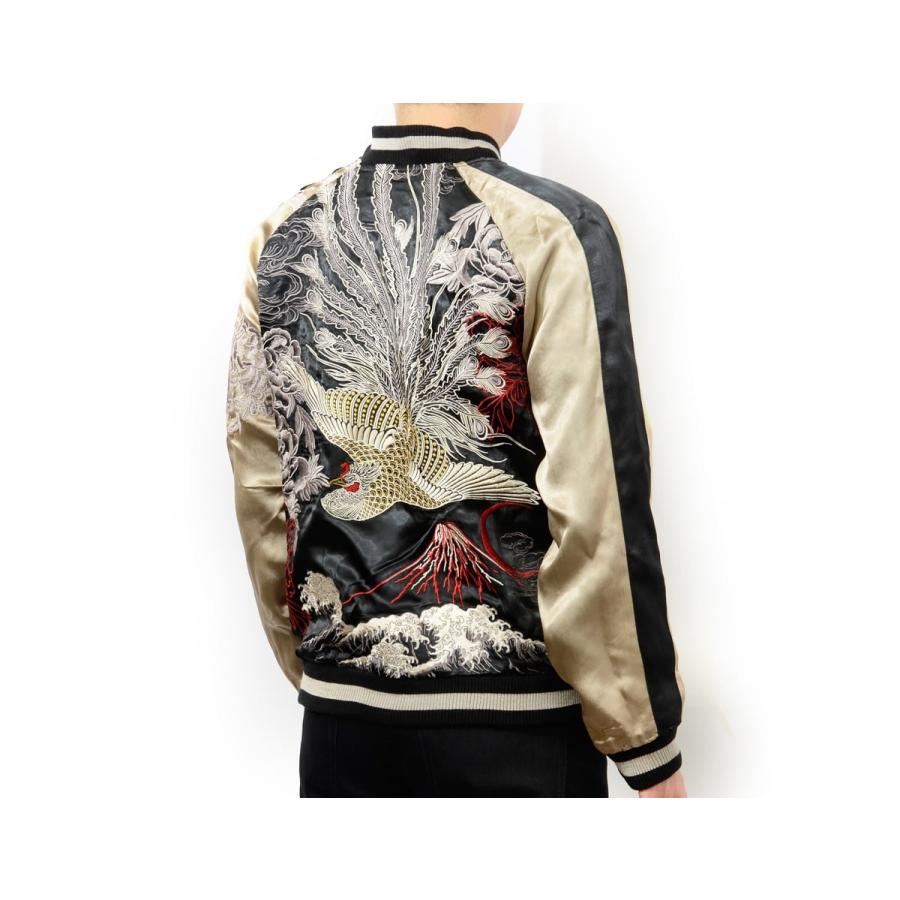 花旅楽団 和柄 スカジャン 鳳凰 牡丹 富士山 リバーシブル 刺繍 SCRIPT