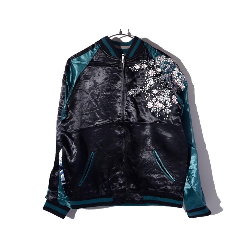 花旅楽団 スカジャン 葛飾北斎 富嶽三十六景 神奈川沖浪裏 刺繍 波 桜