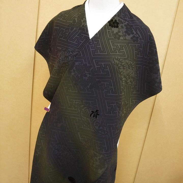 本輪奈ビロードコート コート 正絹 未仕立て 伊と幸 四君子文様暈し 本