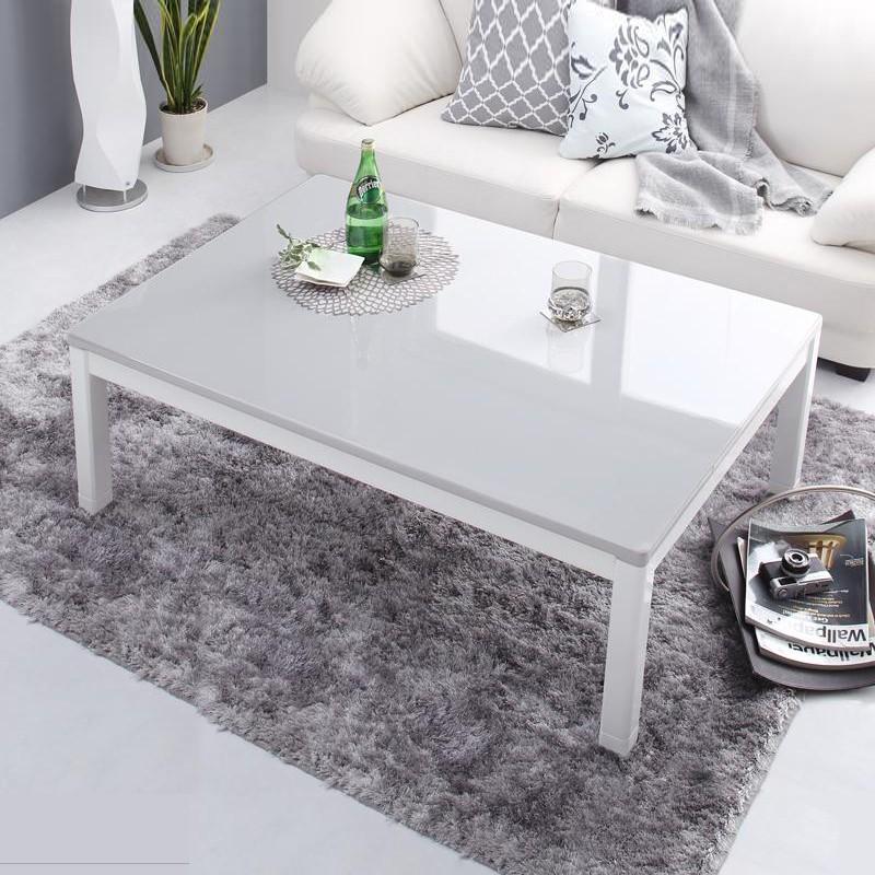 こたつテーブル MONO-L 幅105cm ライトグレー色 ローテーブル 鏡面