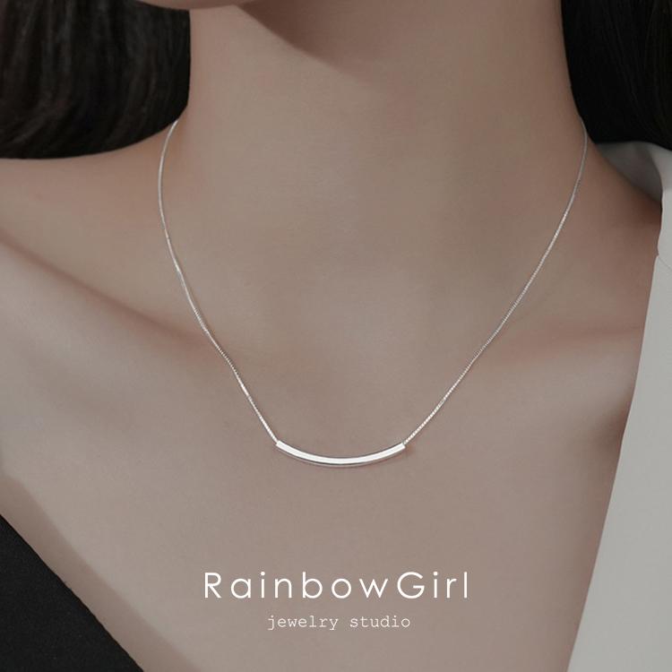 RainbowGirl ネックレス レディース シンプル スマイル パイプ