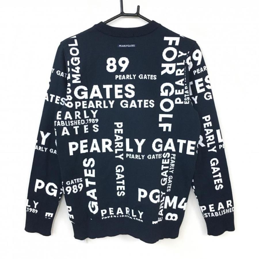 超美品】PEARLY GATES パーリーゲイツ 長袖ニットセーター ネイビー×白