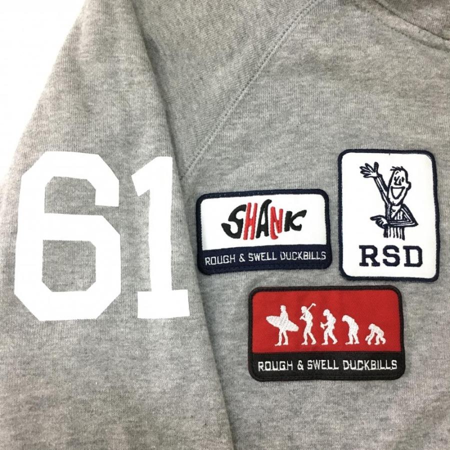 rough & swell ラフアンドスウェル パーカー 杢グレー×白 ワッペン