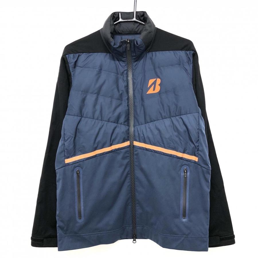 美品】ブリヂストン 切替ダウンジャケット ネイビー×オレンジ