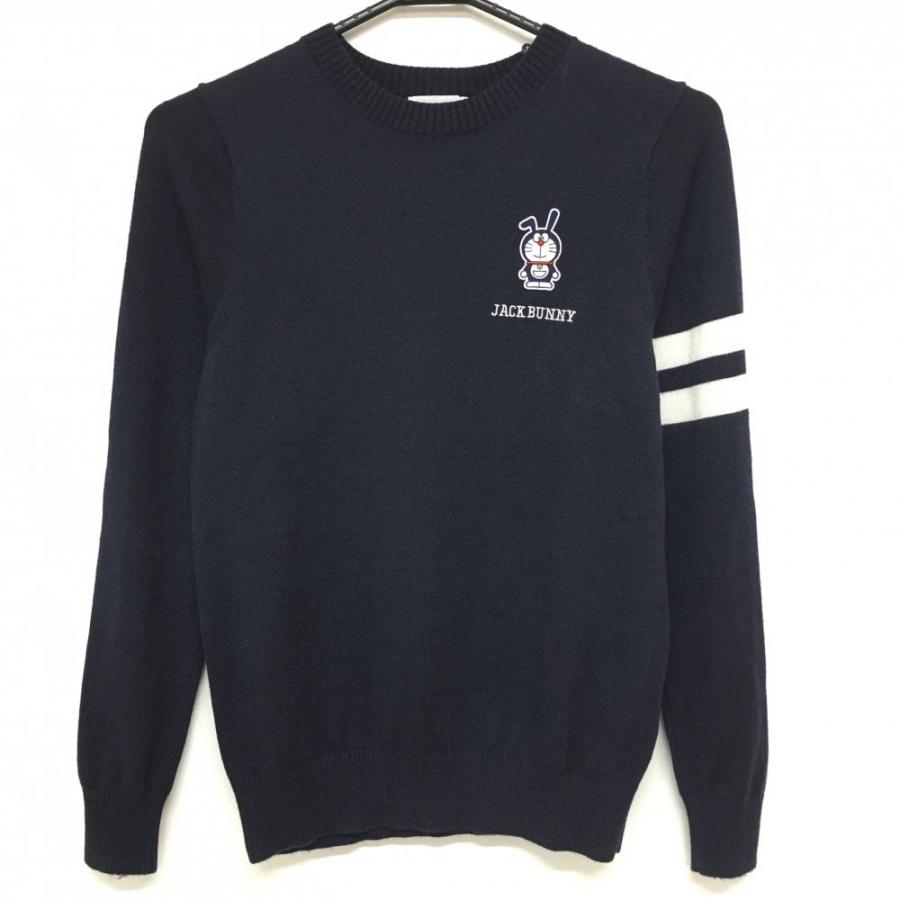 美品】ジャックバニー×ドラえもん セーター ネイビー 袖ライン ウール