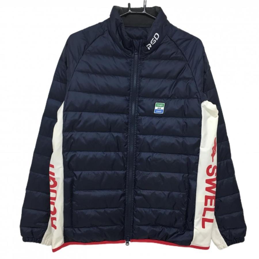 ラフアンドスウェル ダウンジャケット ネイビー×白 サイド異素材切替