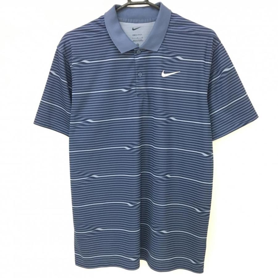 NIKE（ナイキ） 半袖ポロシャツ ネイビー×グレー ボーダー DRYFIT